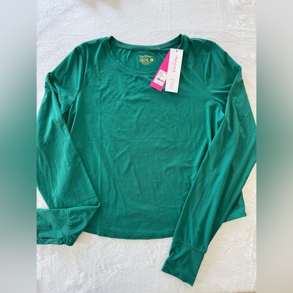 Lilly Pulitzer luxletic evergreen emerie active tee UPF 50+ long sleeve large - Picture 8 of 8
